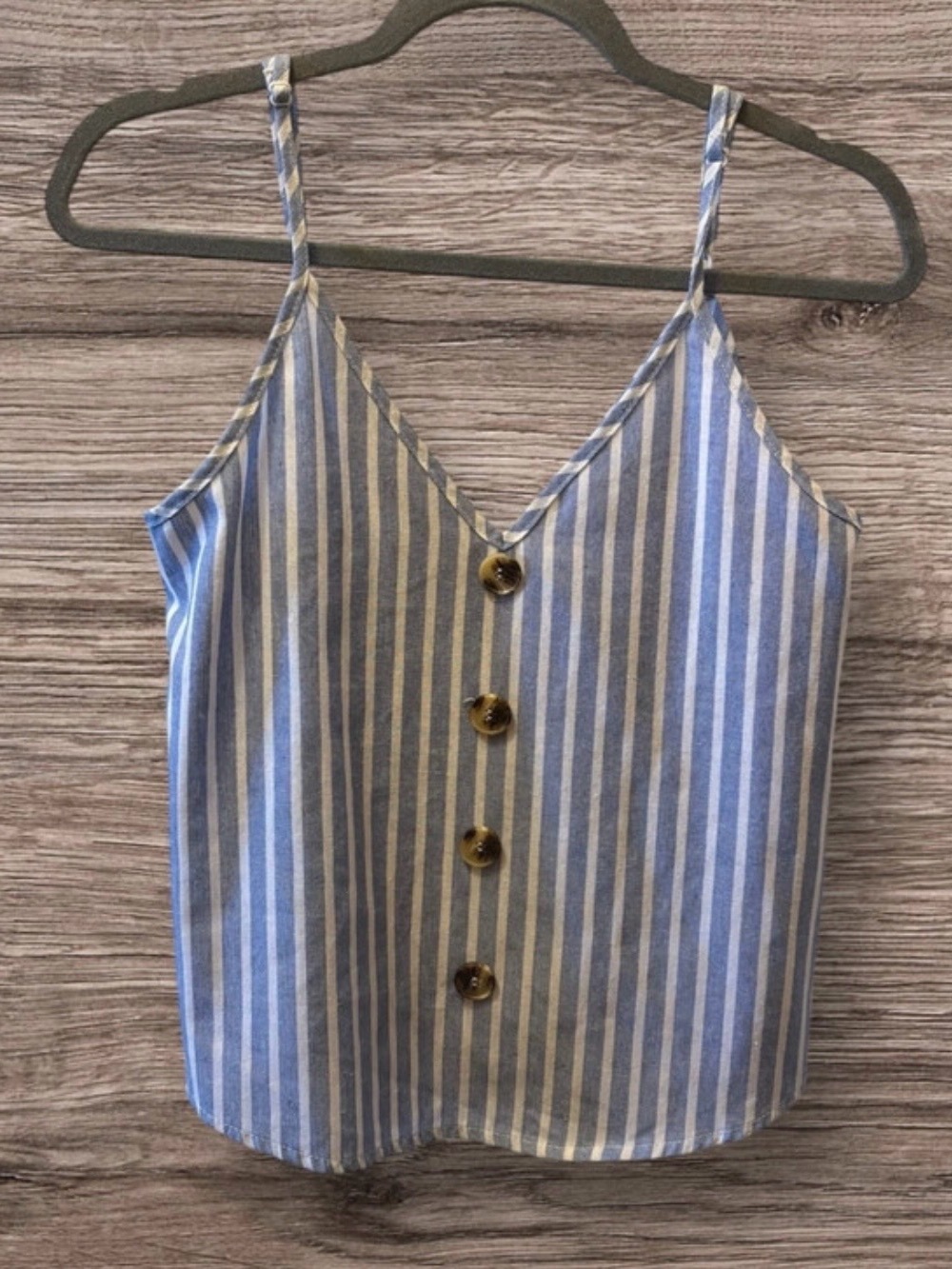 Striped Blue and White Button-Front Cami Top